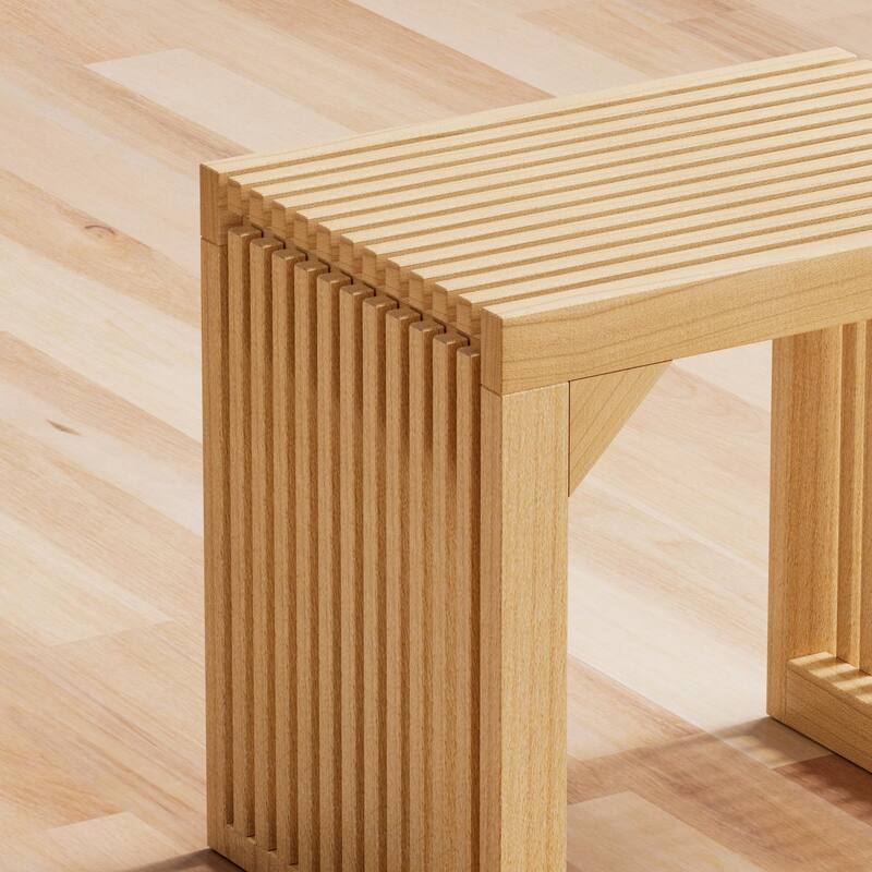 Rustic Solid Wood Bench - Triangular Support Design