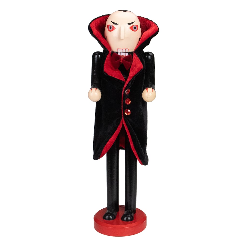 Vampire Wooden Halloween Nutcracker - 14" - Black and Red