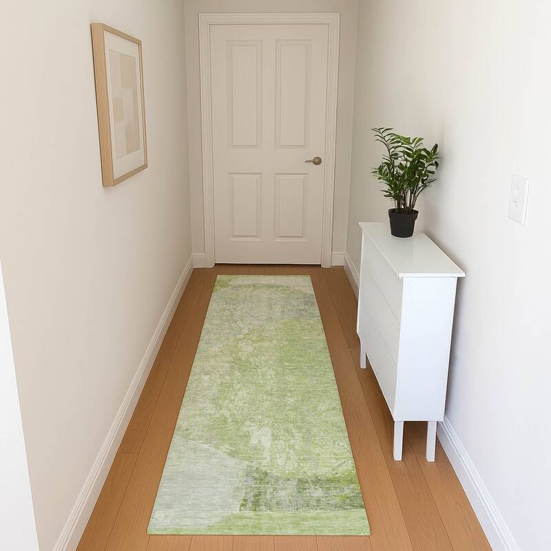 Premium Washable Super Soft Abstract Modern Mayfield Rug - Aloe - 2'3" x 7'6"