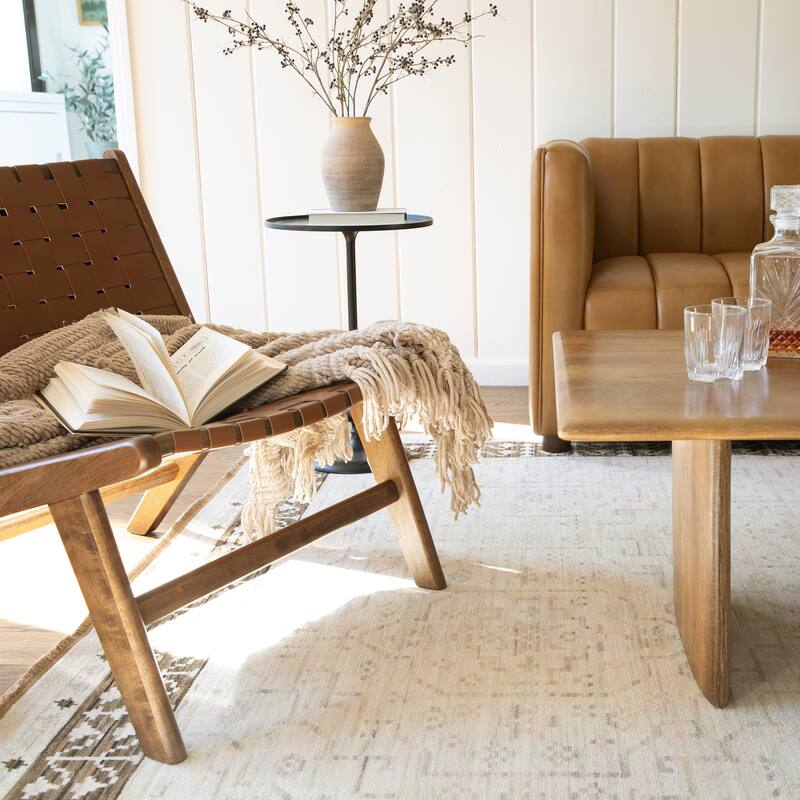 Adelaide Global Bordered Beige/ Brown Wool Blend Area Rug_