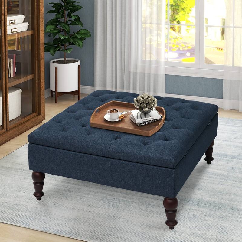 Maypex 35-inch Traditional Tufted Square Storage Ottoman