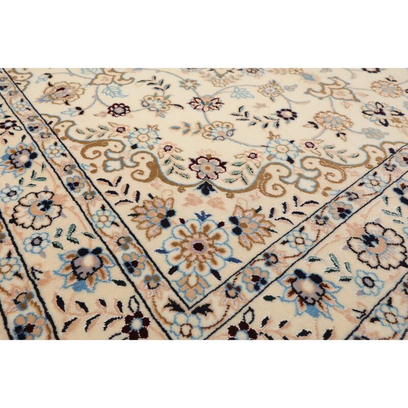 3'5''x3'5'' Hand Knotted Wool Ivory Nain Traditional 400 KPSI Rug - 3' 5'' x 3' 5''