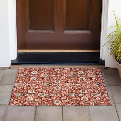 Machine Washable Indoor/Outdoor Traditional Persian Chantille Rug
