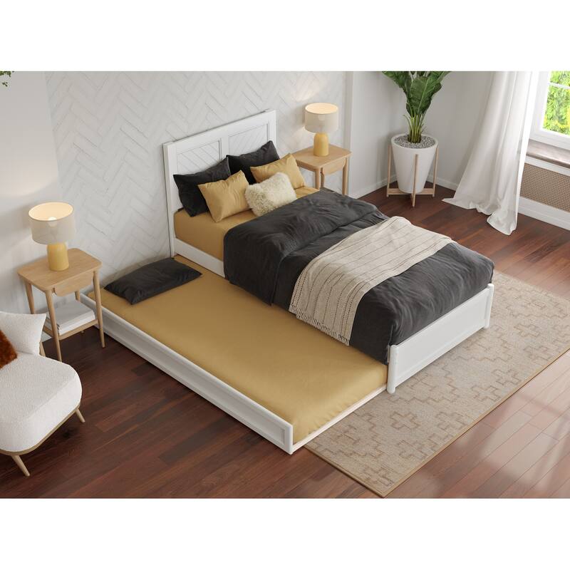 Clayton Platform Bed with Panel Footboard and Twin XL Trundle