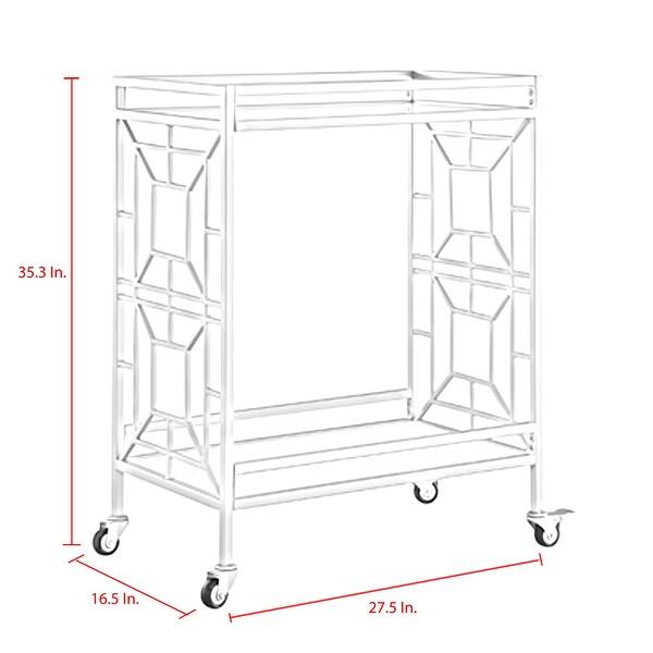 Johnson Serving Bar Cart 2 Tempered-Glass Shelves, Casters/ 2 Locking - N/A