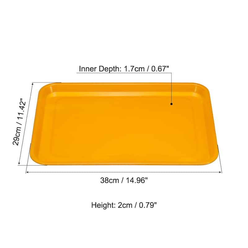 15x11" Fast Food Tray, Plastic Multi-Purpose Rectangle Serving Tray, Yellow - Yellow