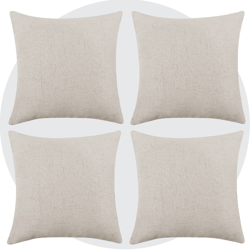 Deconovo Faux Linen Throw Pillow Covers 4 PCS(Cover Only)