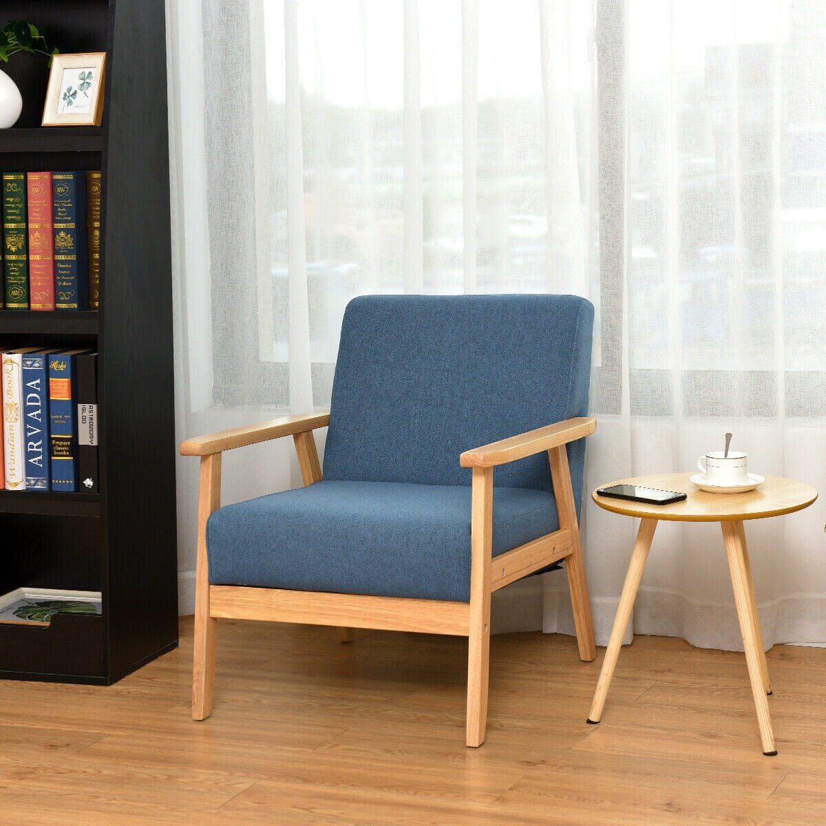 Shop Modern Fabric Upholstered Accent Chair Low Lounge Armchair Solid Wood Overstock 28255407