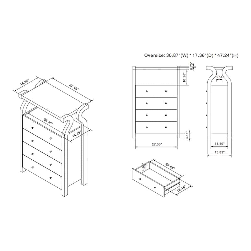 DH BASIC Transitional Coastal White 31-inch Wide 4-Drawer Vertical Dresser by Denhour