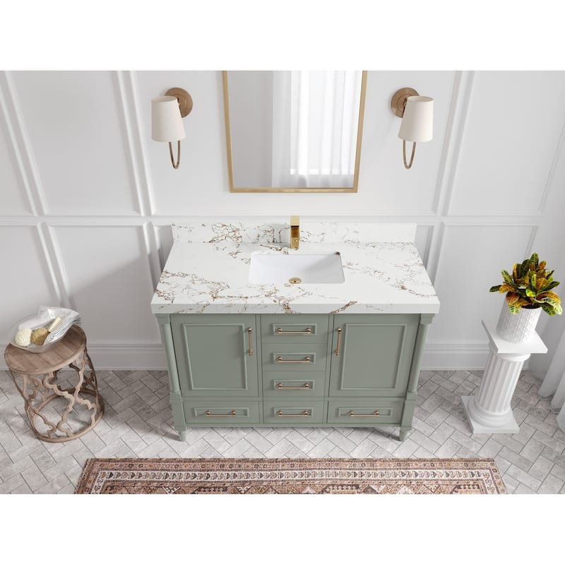 Willow Collections 48 in. W x 22 in. D Aberdeen Single Bowl Sink Bathroom Vanity with Countertop - 2" Viola Gold - Evergreen