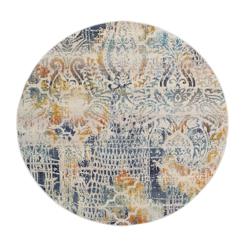 Webster Low-Pile Todd Rug - 5'0" x 5'0" - Ivory/Orange