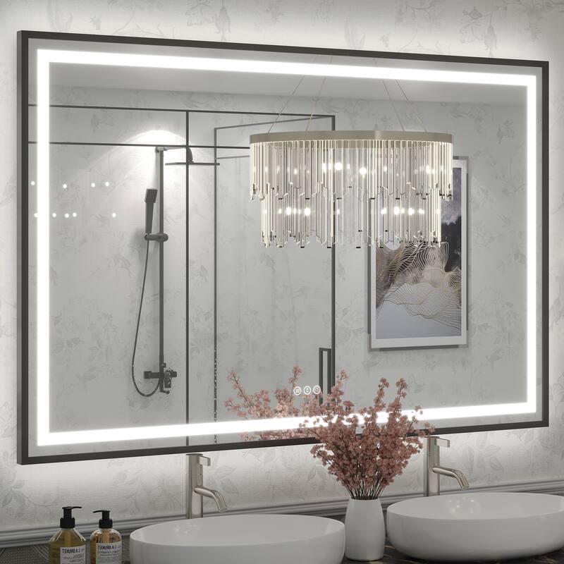 KIOTEE 24V Ultra-Bright LED Bathroom Mirror, Anti-Fog, Tempered Glass - 55x36
