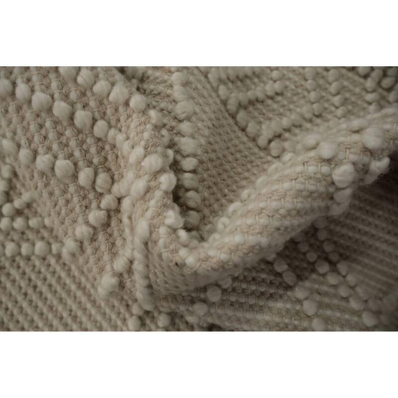 Hand Knotted Oriental 100% Wool Carpet Modern Geometric Beige & Ivories Moroccan Area Rug - 3' 10'' X 2' 3''