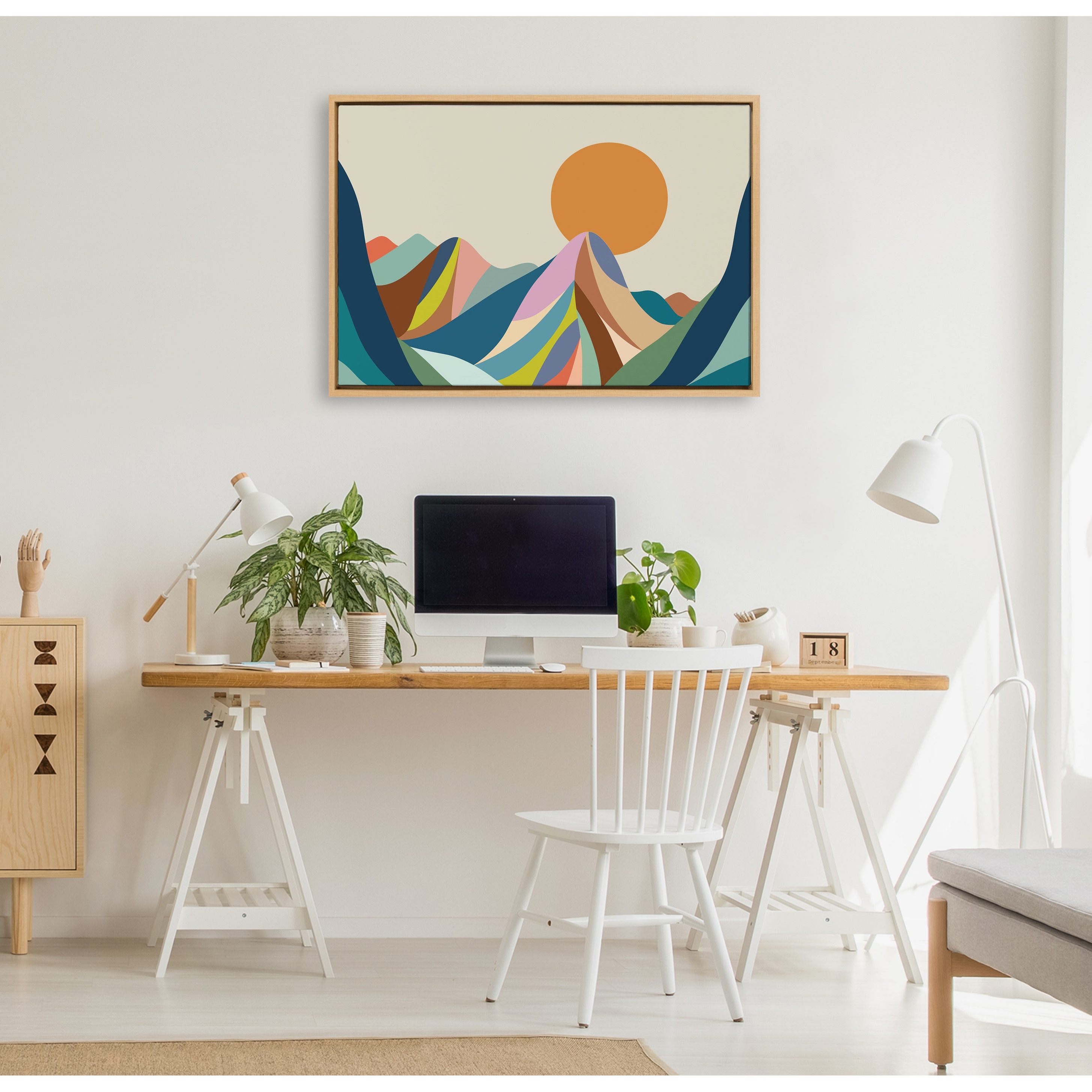 Kate and Laurel Sylvie Mountains Crop Framed Canvas by Rachel Lee