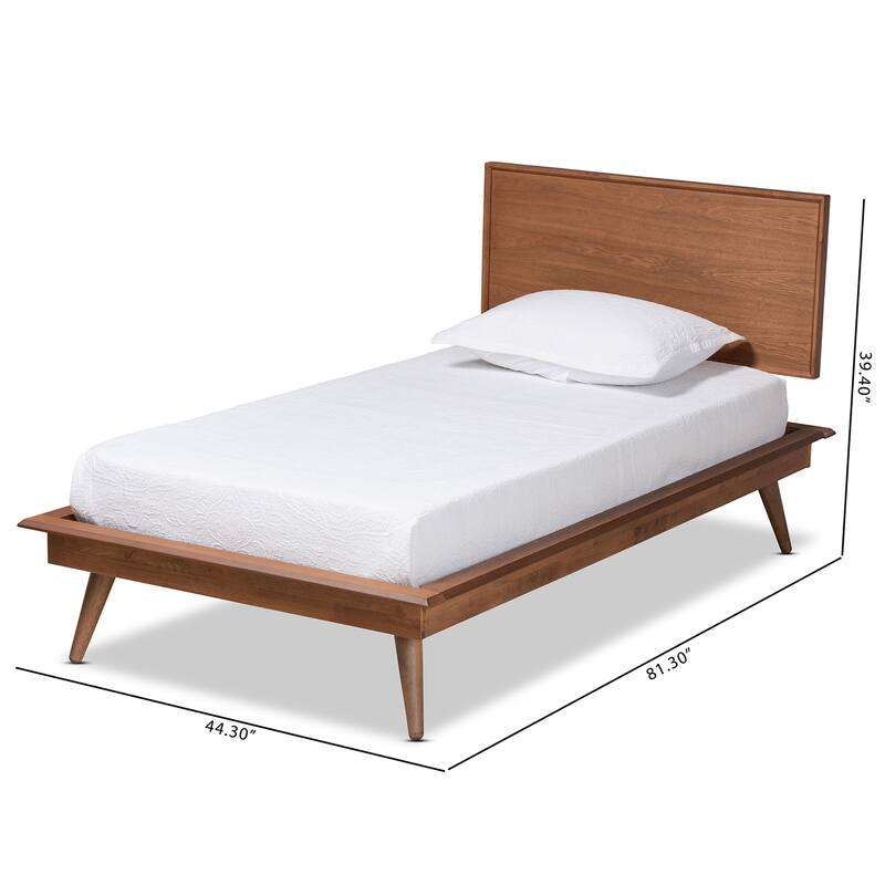 Karine Mid-Century Walnut Brown Finished Wood Twin Size Platform Bed