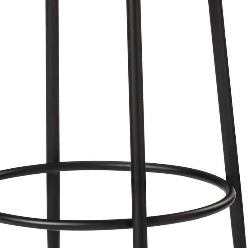 HomeRoots 31" White and Black Fabric and Metal Backless Bar Height Bar Chair