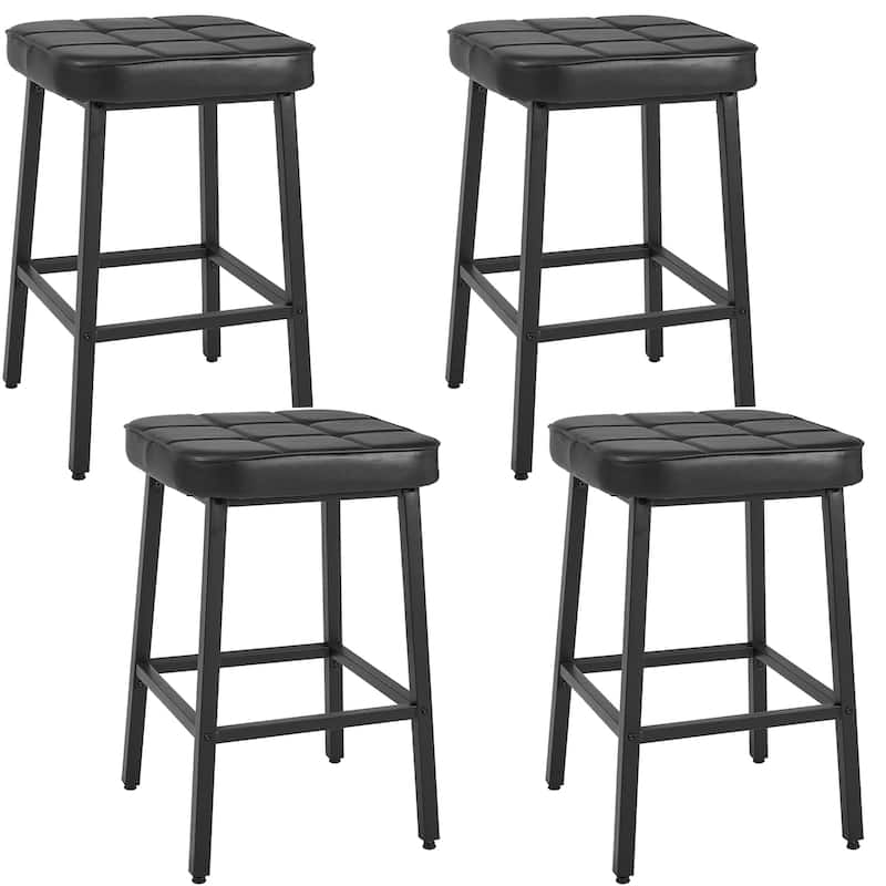 VECELO 24 Inch Counter Height Bar Stools, Backless Bar Stools Set of 2/4/6, Leather Kitchen Stools