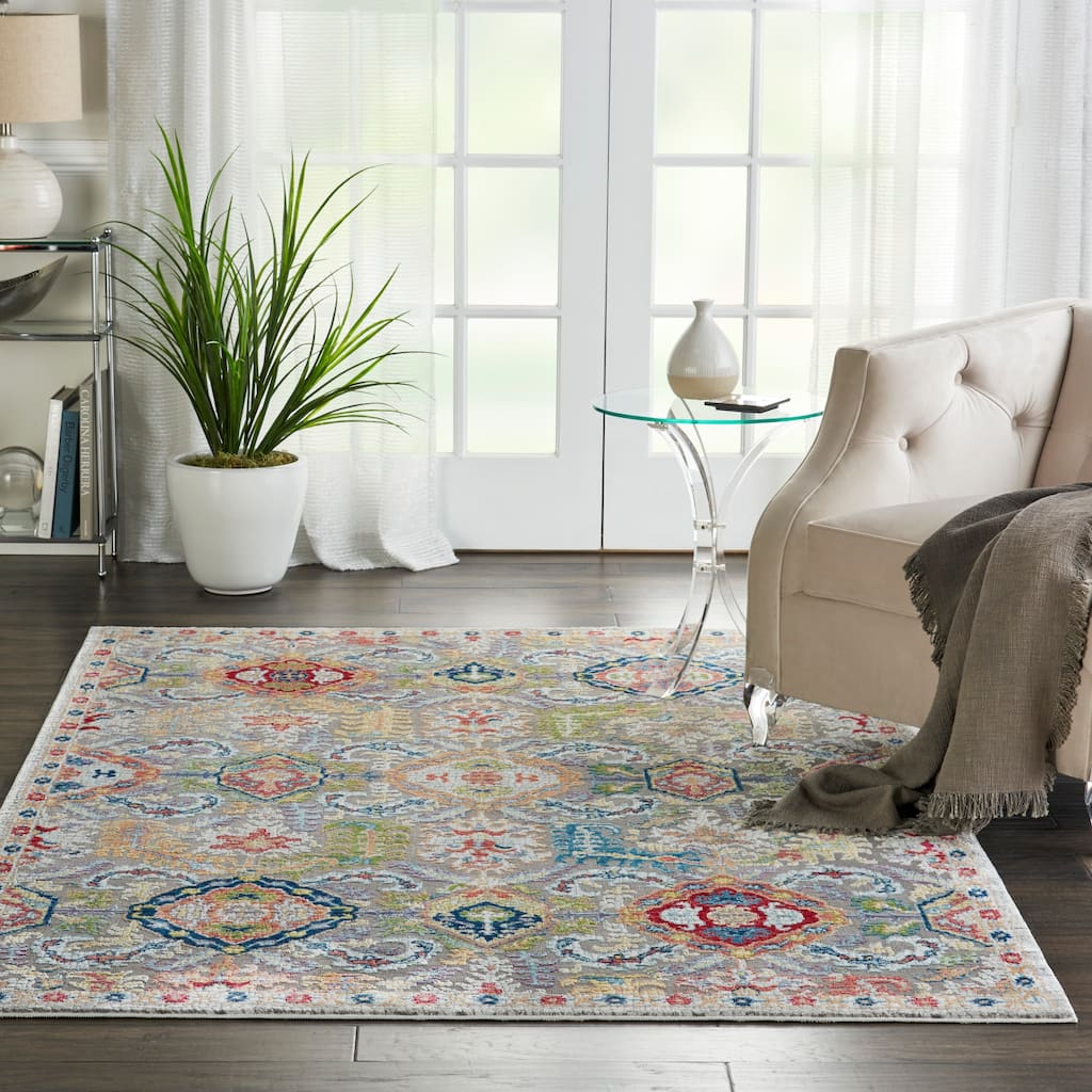 Porch & Den Mueller Vintage Grey/Multicolor Persian Area Rug