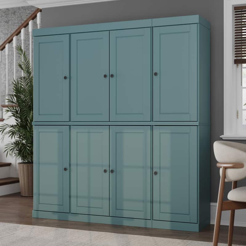 Palace Imports 100% Solid Wood 65" Kitchen China Pantry Cabinet - 65" x 71.5" - Aqua - Solid