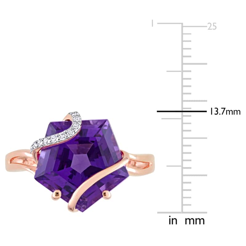 Miadora Fancy-cut Amethyst & Diamond Accent Swirl Cocktail Ring in Rose Plated Sterling Silver