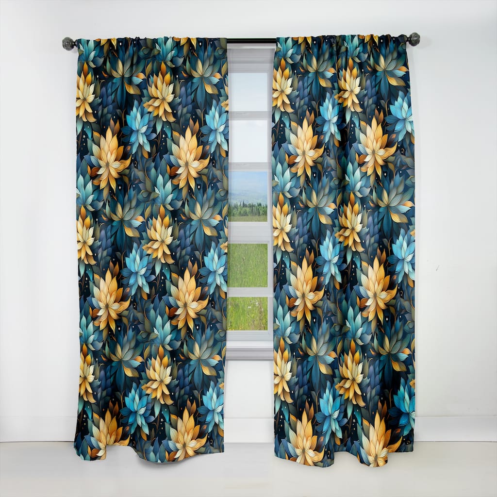 Designart "Natures Meditation I" Floral Blackout Printed Art Curtain For Bedroom