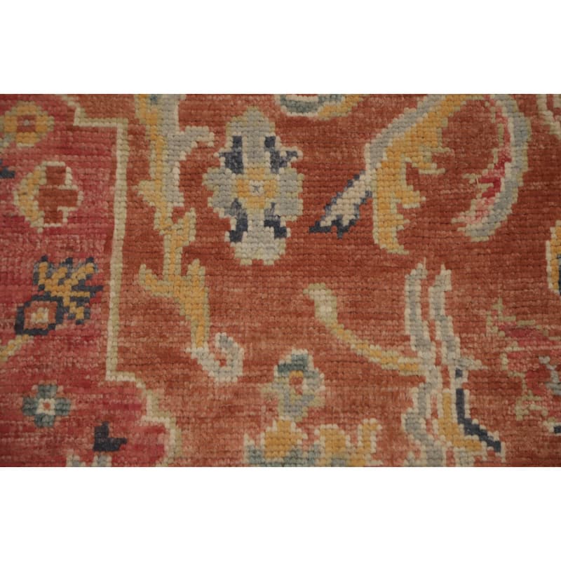 Hand Knotted Oriental 100% Wool Carpet Transitional Floral Oranges & Rust Oushak Area Rug - 6' 10'' X 5' 1''