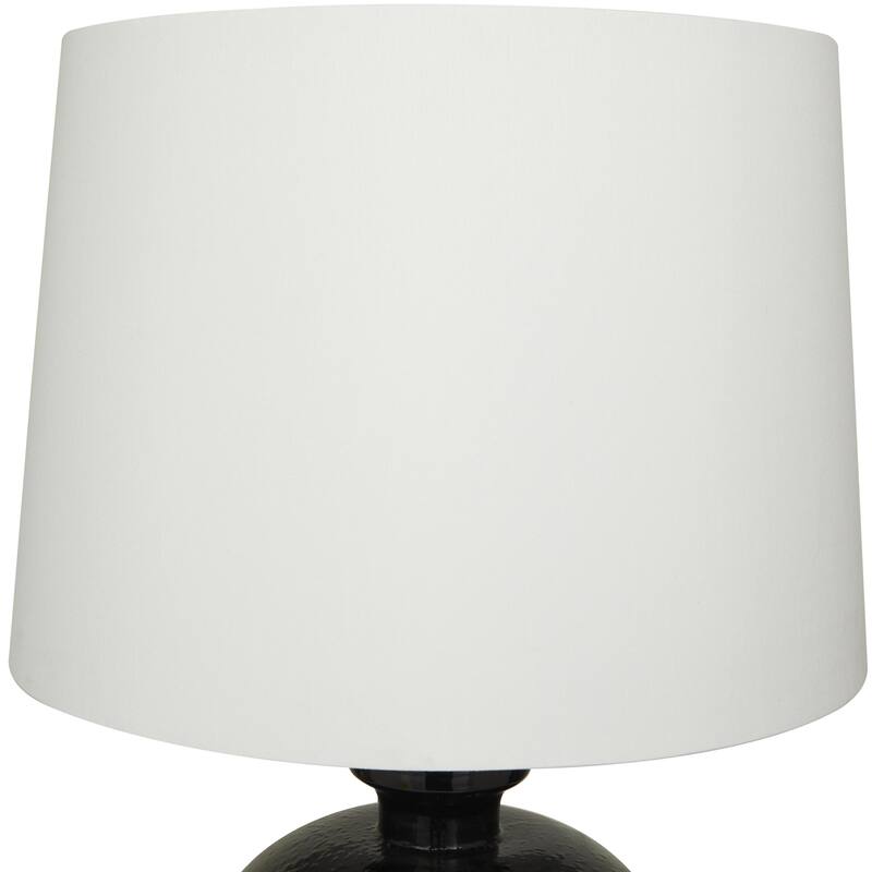 Glass Gourd Style Base Table Lamp with Drum Shade - White - Roche River Decor - 17"W x 17"L x 29"H