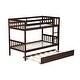 preview thumbnail 8 of 7, Espresso Twin Rubber Wood Bunk Bed with Trundle & Guardrails