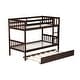 preview thumbnail 17 of 34, Twin over Twin Rubber Wood Bunk Bed with Trundle, Ladder and Safety Guardrails