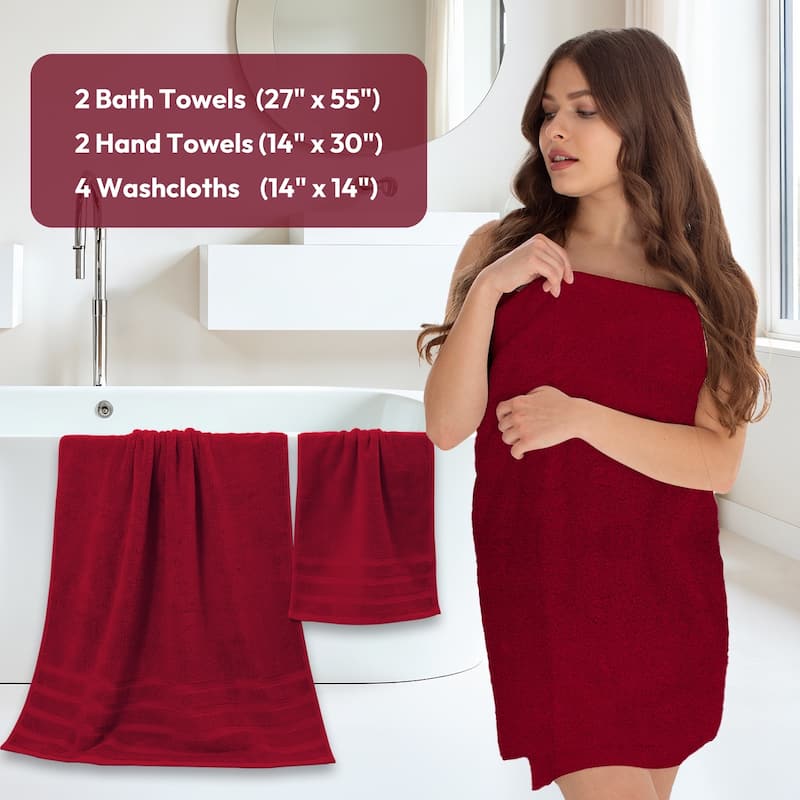 8 Piece Cotton Bath Towel Set,Highly Absorbant Towels,2 Bath Towels,2 Hand Towels and 4 Washcloths