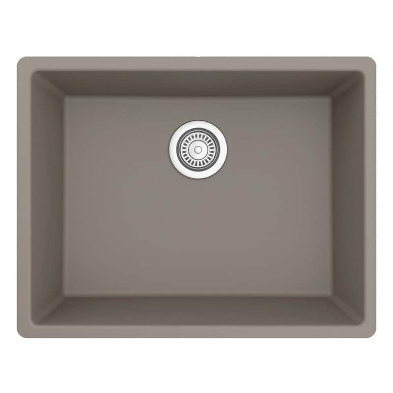 Karran Undermount 24.38 in Single Bowl Quartz Kitchen Sink - Concrete