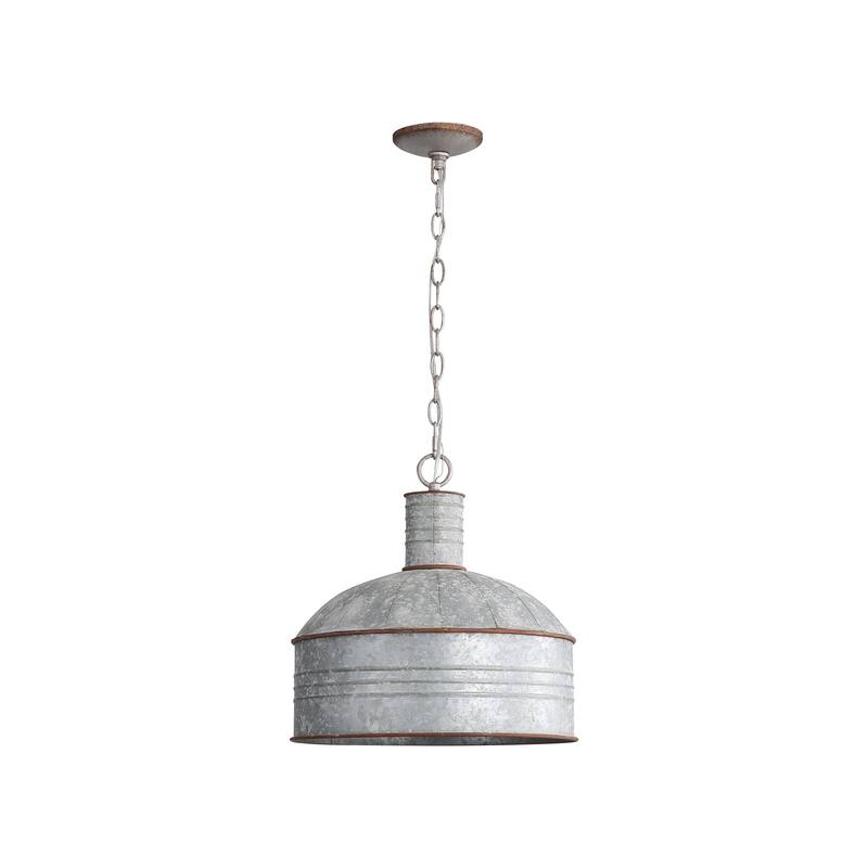 Tinsmith Mini Pendant in Aged Galvanized Steel with Galvanized Steel - Gold