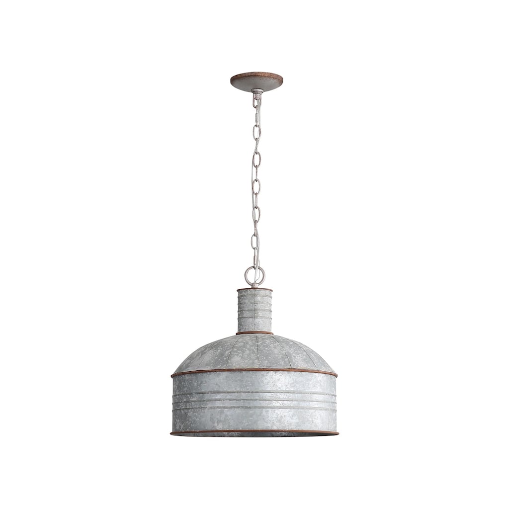 Tinsmith Mini Pendant in Aged Galvanized Steel with Galvanized Steel - Gold