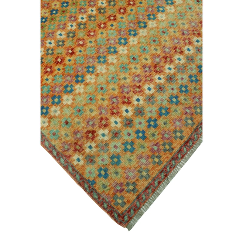 Balochi Tabia Orange/Blue Rug - 5'0" x 6'7"