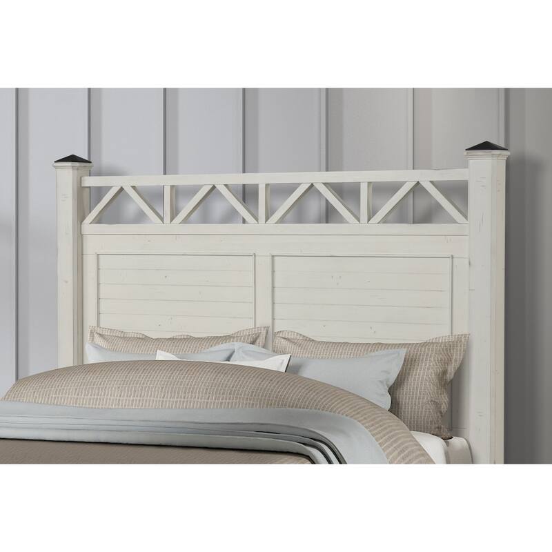 Roundhill Furniture Laria Antique White Finish Wood Panel Bed