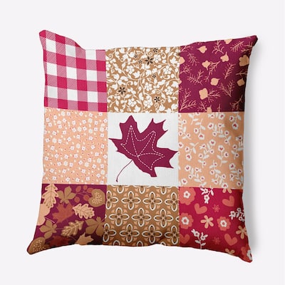 Printed Quilt Leaves Accent Pillow