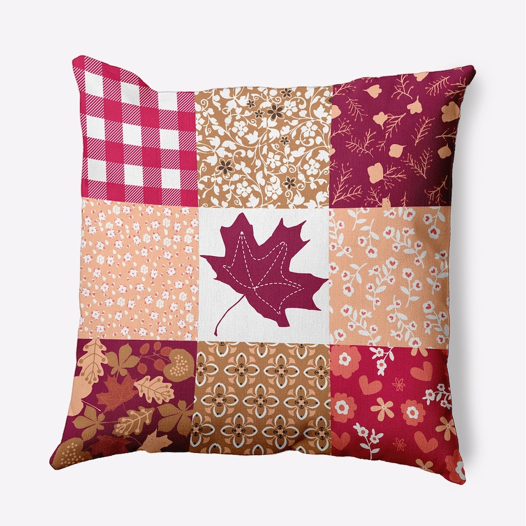 Printed Quilt Leaves Accent Pillow