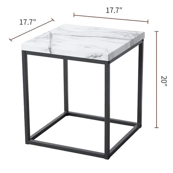 Roomfitters White Faux Marble Print Side Table Bed Bath & Beyond