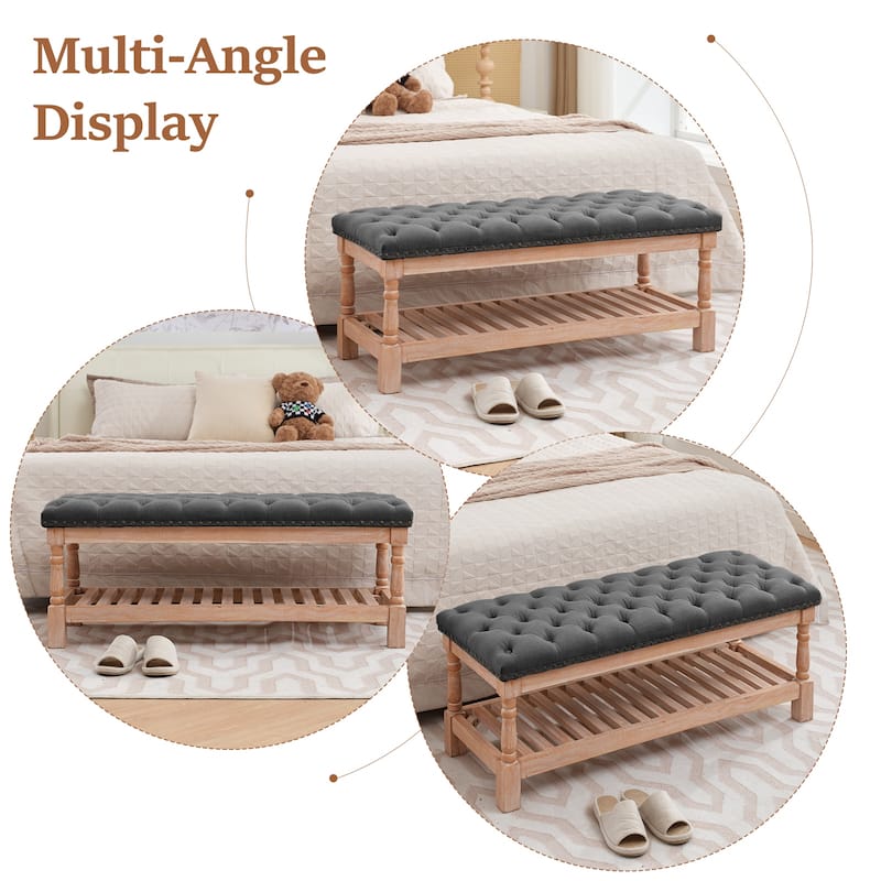 Upholstered Wood Bed Bench/Ottoman