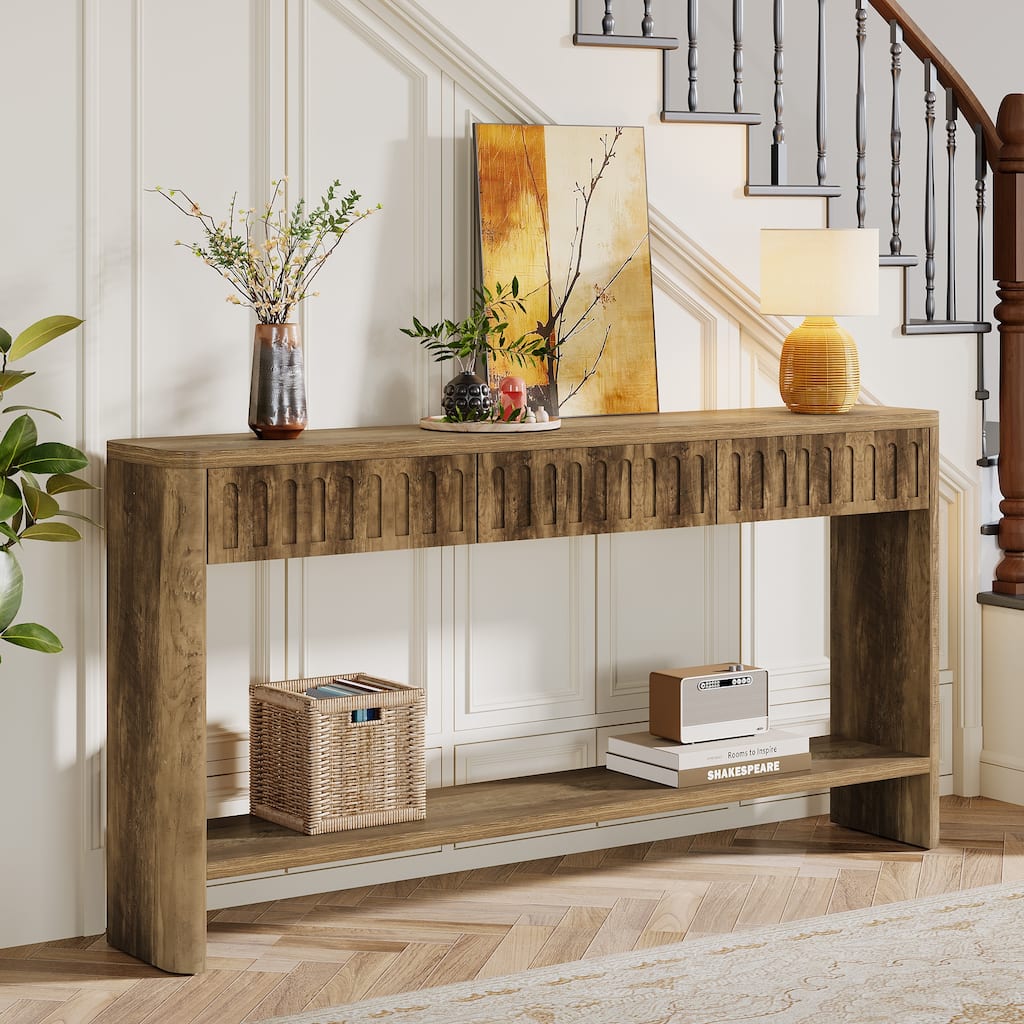 63'' Console Table Industrial Sofa Table with Drawers for Living Room