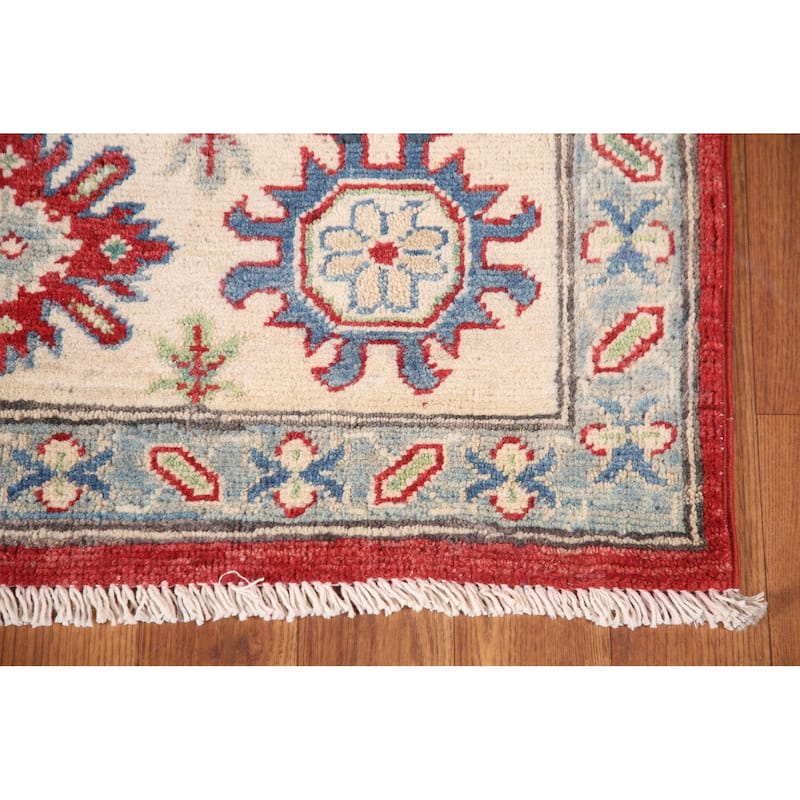 Traditional Red Kazak Area Rug Hand-Knotted Wool Carpet - 6'8" x 9'6"