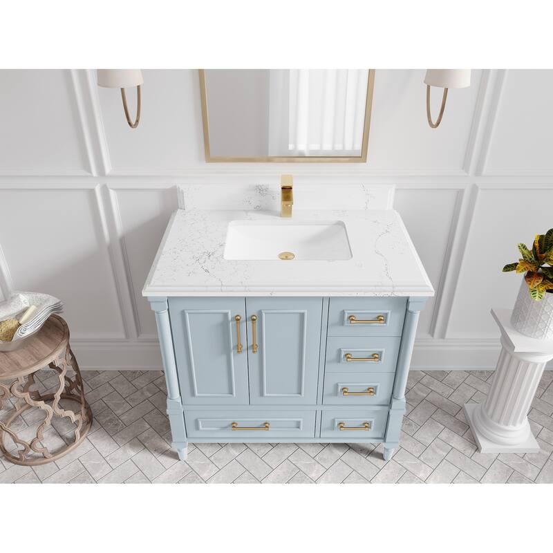 Willow Collections 36 in. W x 22 in. D Aberdeen Center Sink Left Bathroom Vanity with Countertop