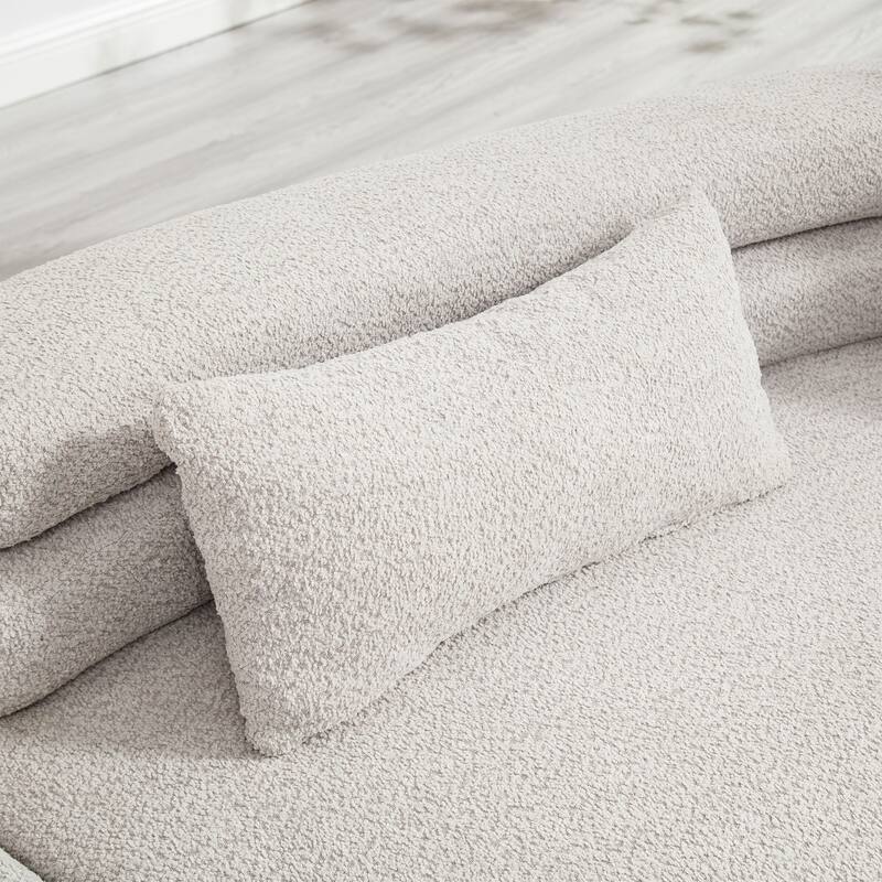 Indoor Foam Sleeper Sofa Bed with Double Backrest and Round Armrests for Living Room or Bedroom