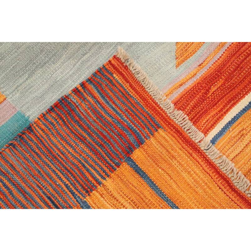 Hand Woven Oriental 100% Wool Carpet Southwestern Tribal Multi-Colored Kilim Area Rug - 11' 8'' X 9' 1''