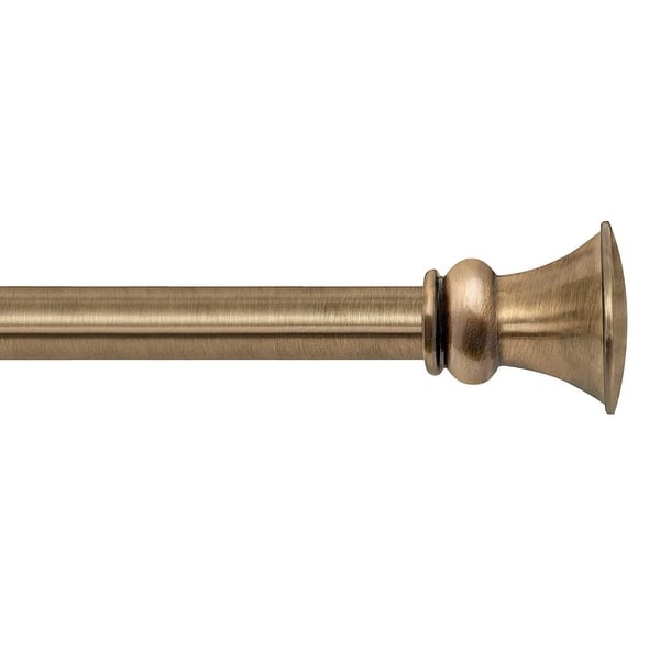 Deco Window 1" Adjustable Brass Curtain Pole Trumpet Shaped Finials