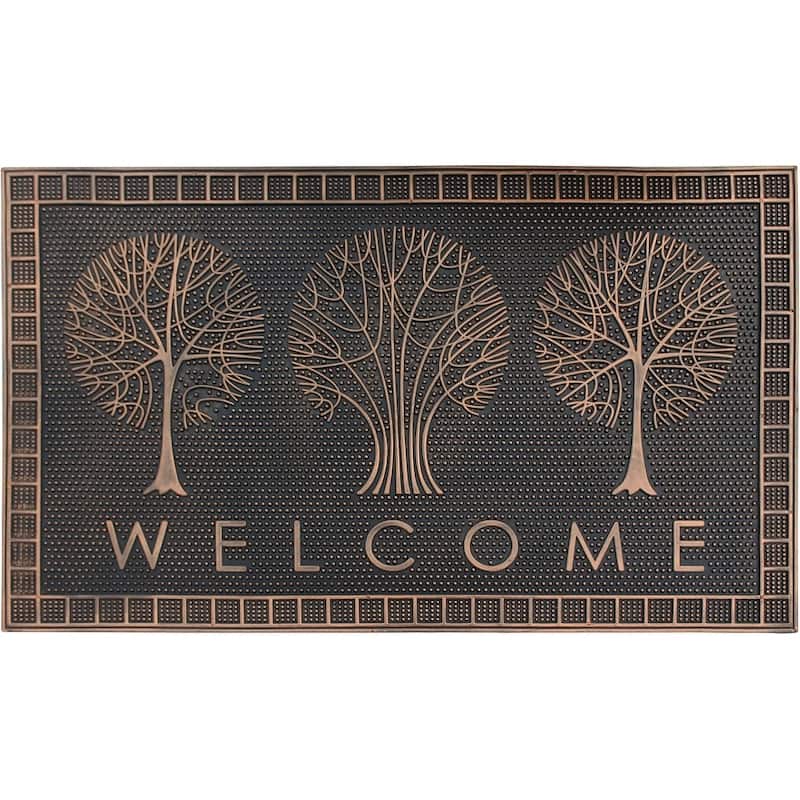 A1HC Welcome Trees Rubber Pin Mat, Beautifully Copper Finished 18"X30" - Black/Copper