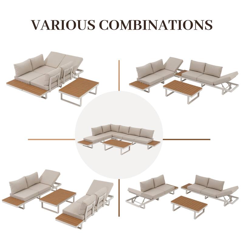 Outdoor Modular Aluminum Patio Conversation Set