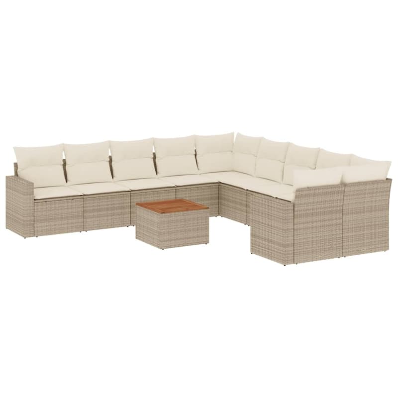 vidaXL Patio Sofa Set with Cushions Outdoor Furniture 11 Piece Poly Rattan