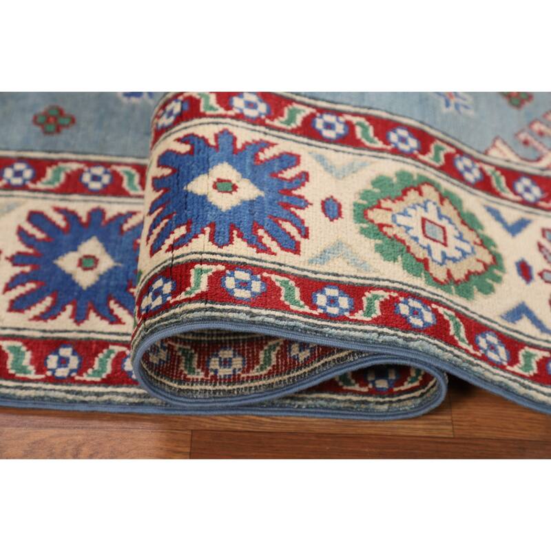 Light Blue Kazak Oriental Rug Hand-Knotted Living Room Wool Carpet - 4'10" x 6'7"