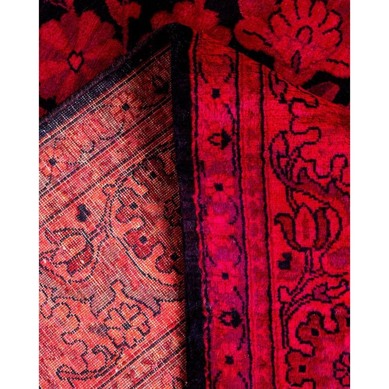 Overton Hand Knotted Wool Vintage Inspired Modern Contemporary Overdyed Pink Area Rug - 4' 1" x 6' 4"